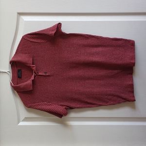 Zara Ribbed Collared Woman's Button T-Shirt